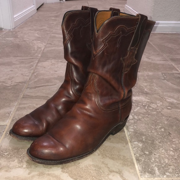 Lucchese Other - Lucchese Oiled Chocolate Brown Roper Boots Mens Style G9183 Size 9 Regular